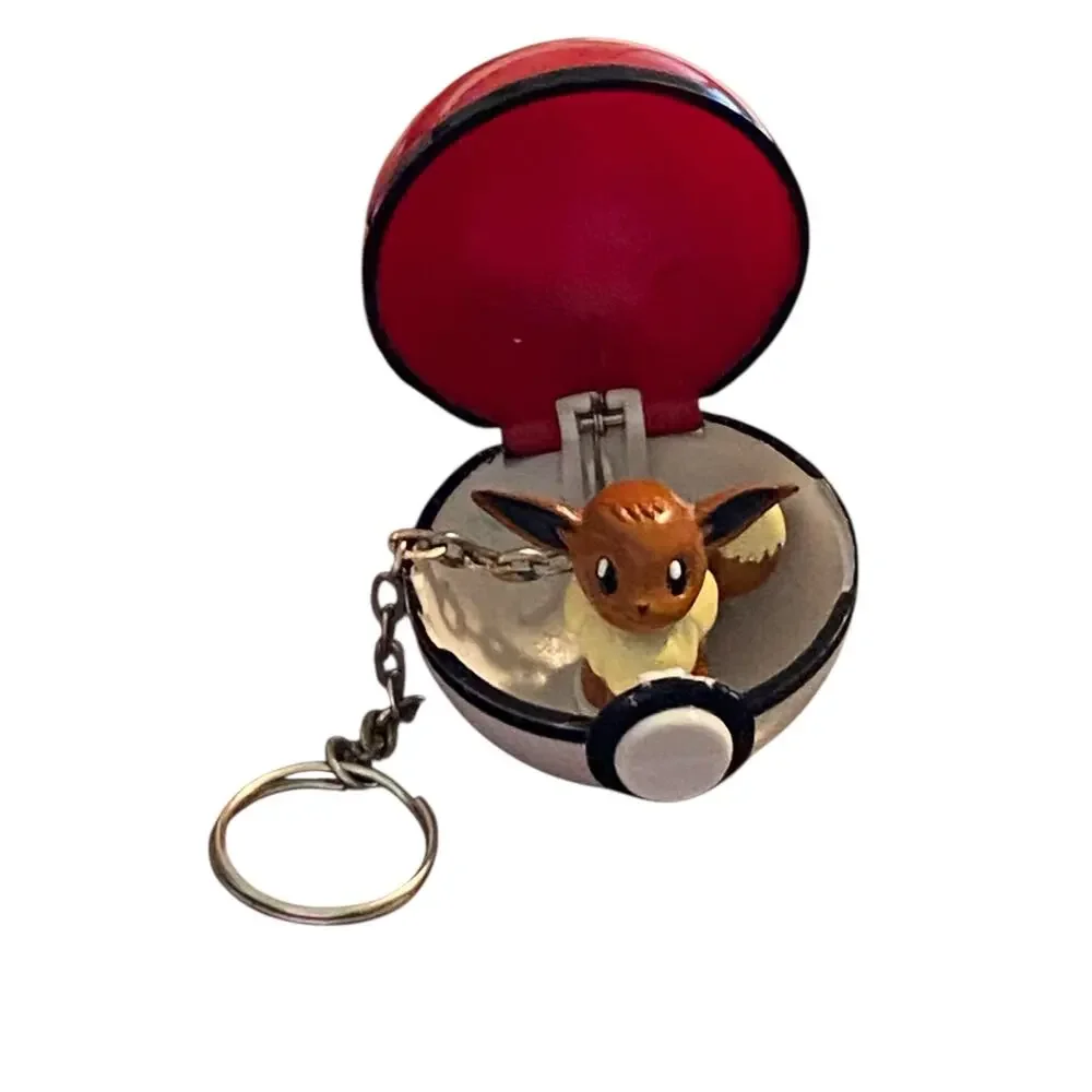 Vintage 1999 EEVEE POKEMON Pokeball Keychain Original Nintendo Collectible Toy